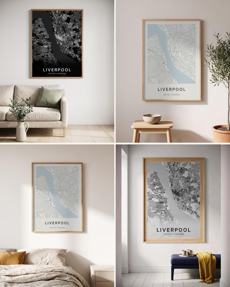 Liverpool map wall art — Listing image 02 — colorways