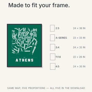 Athens map wall art — Listing image 08 — sizes