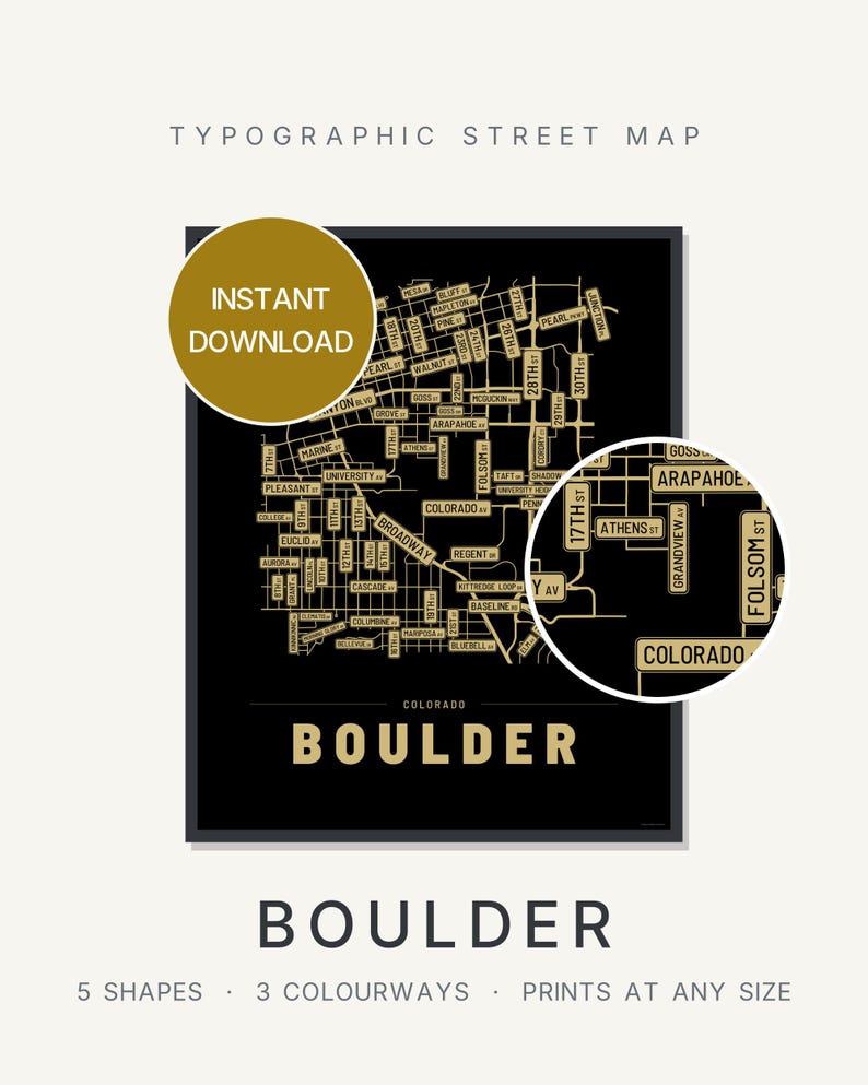 Boulder map wall art — Listing image 01 — hero