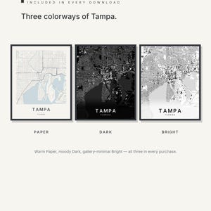 Tampa map wall art — Listing image 02 — colorways