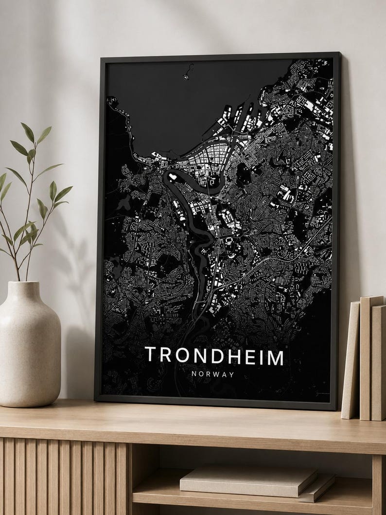 Trondheim map wall art — Photo of the poster in an interior