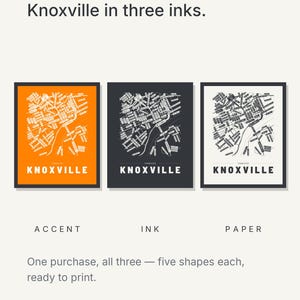 Knoxville map wall art — Listing image 05 — colorways