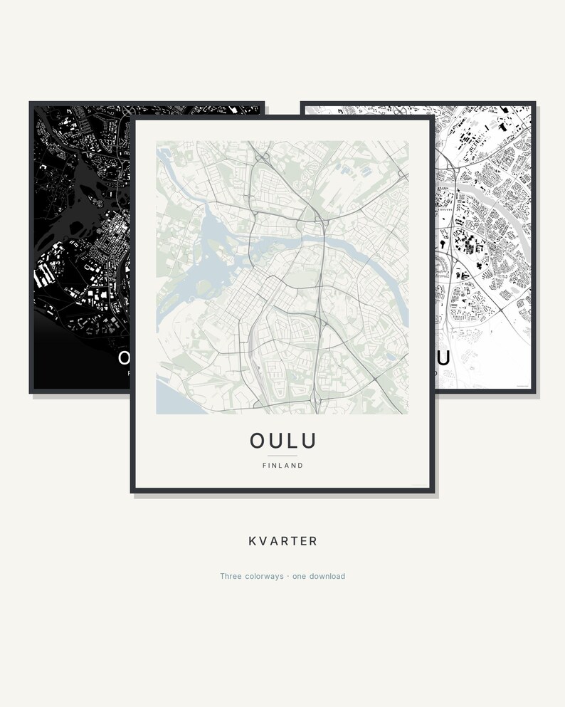 Oulu map wall art — Listing image 01 — hero