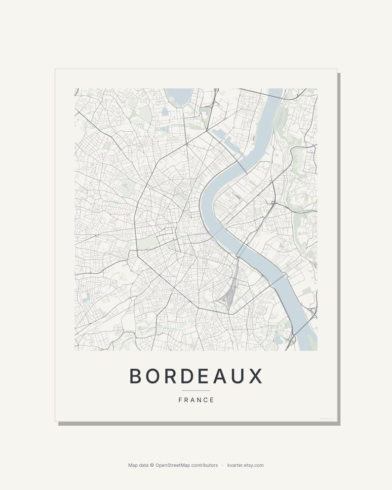 Bordeaux map wall art — Listing image 03 — flat