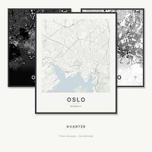 Oslo Map Print, Oslo Poster, Scandinavian Wall Art, Minimalist City Map, Norway Printable, Digital Download, Housewarming Gift