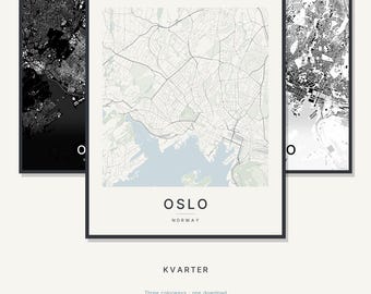 Oslo Map Print, Oslo Poster, Scandinavian Wall Art, Minimalist City Map, Norway Printable, Digital Download, Housewarming Gift