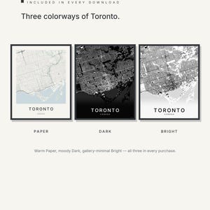 Toronto map wall art — Listing image 02 — colorways