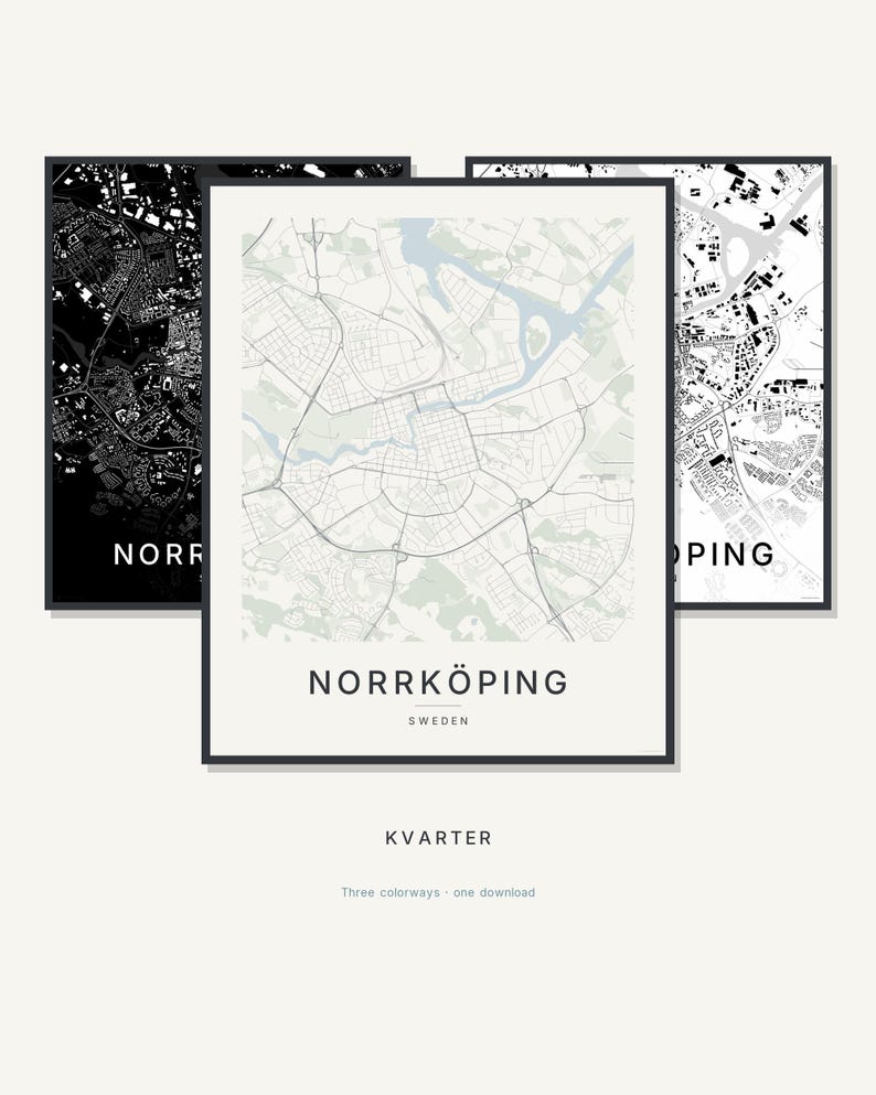 Norrköping map wall art — Listing image 01 — hero