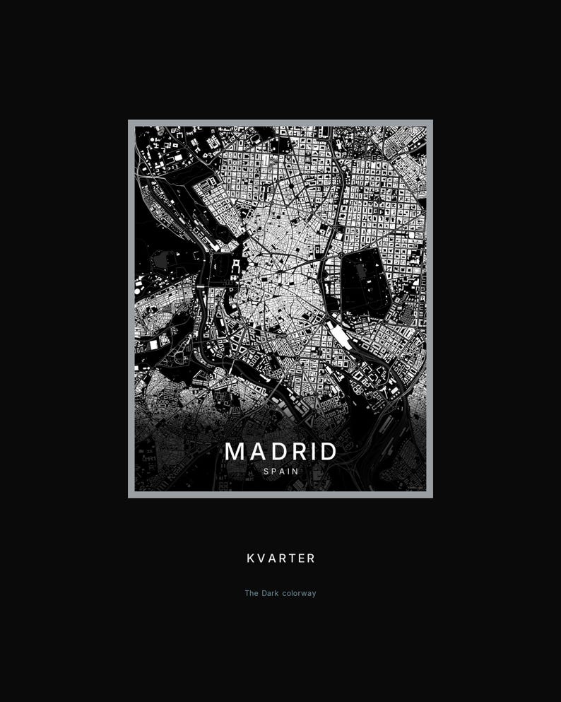 Madrid map wall art — Listing image 08 — hero dark