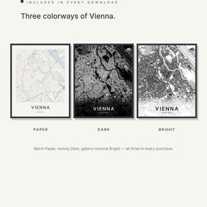 Vienna map wall art — Listing image 02 — colorways