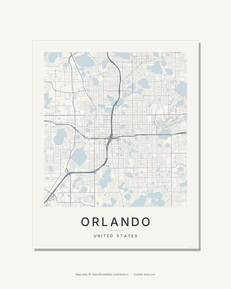 Orlando map wall art — Listing image 03 — flat