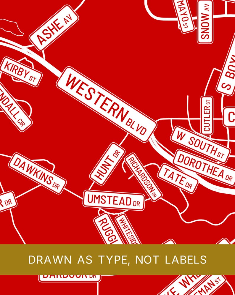 Raleigh map wall art — Listing image 06 — platecraft