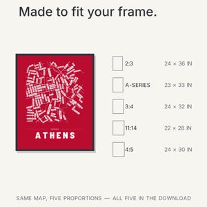 Athens map wall art — Listing image 08 — sizes