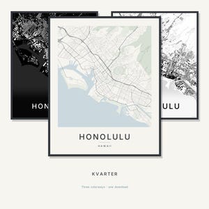 Honolulu map wall art — Listing image 01 — hero