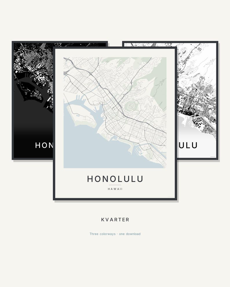 Honolulu map wall art — Listing image 01 — hero