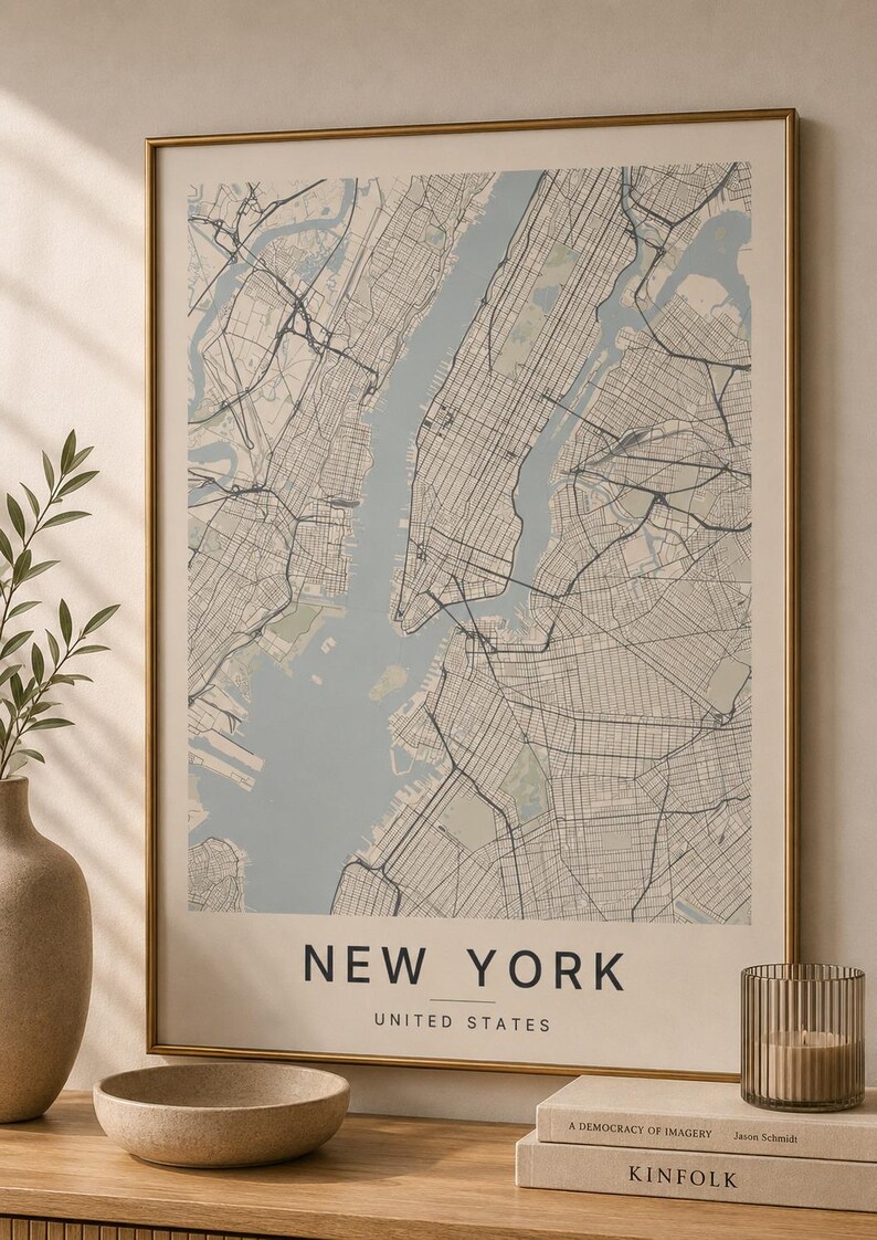 New York map wall art — Photo of the poster in an interior