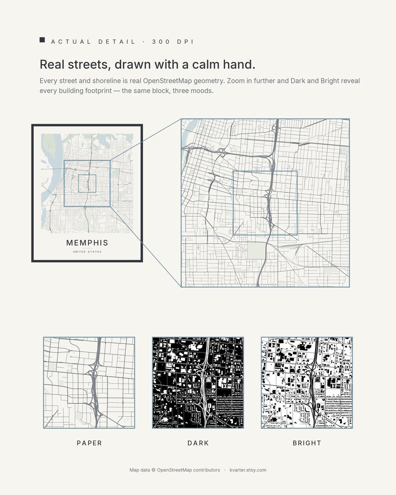 Memphis map wall art — Listing image 04 — detail