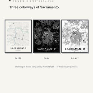 Sacramento map wall art — Listing image 02 — colorways