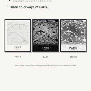 Paris map wall art — Listing image 02 — colorways