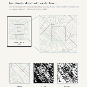 Mapa de Uppsala para imprimir, arte de parede para imprimir, download digital, pôster minimalista do mapa da cidade, decoração escandinava, presente de boas-vindas imagem 4