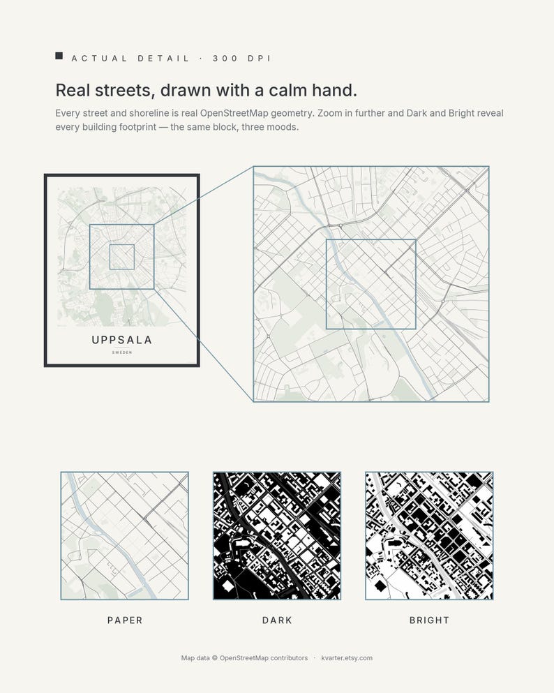 Mapa de Uppsala para imprimir, arte de parede para imprimir, download digital, pôster minimalista do mapa da cidade, decoração escandinava, presente de boas-vindas imagem 4