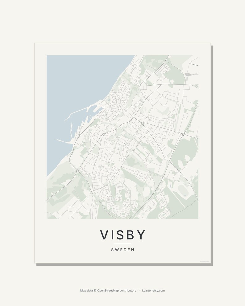 Visby Map Print, Wall Art, Printable, Digital Download, Minimalist City Map, Scandi Poster, Housewarming Gift image 3
