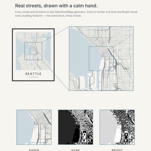 Seattle map wall art — Listing image 04 — detail