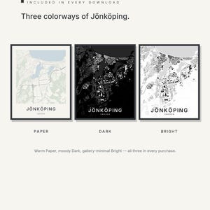 Jönköping map wall art — Listing image 02 — colorways