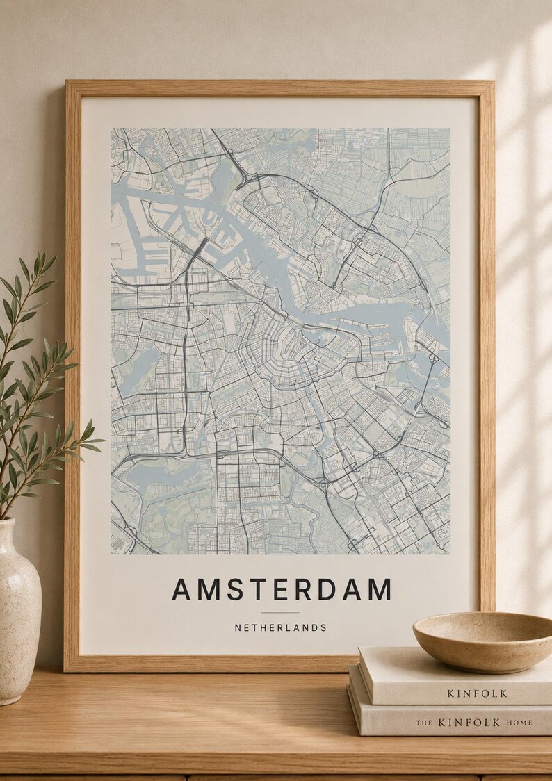 Amsterdam map wall art — Photo of the poster in an interior