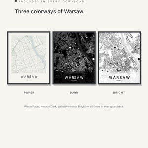 Warsaw map wall art — Listing image 02 — colorways