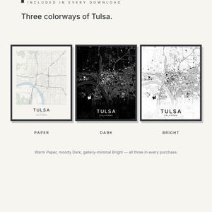 Tulsa map wall art — Listing image 02 — colorways