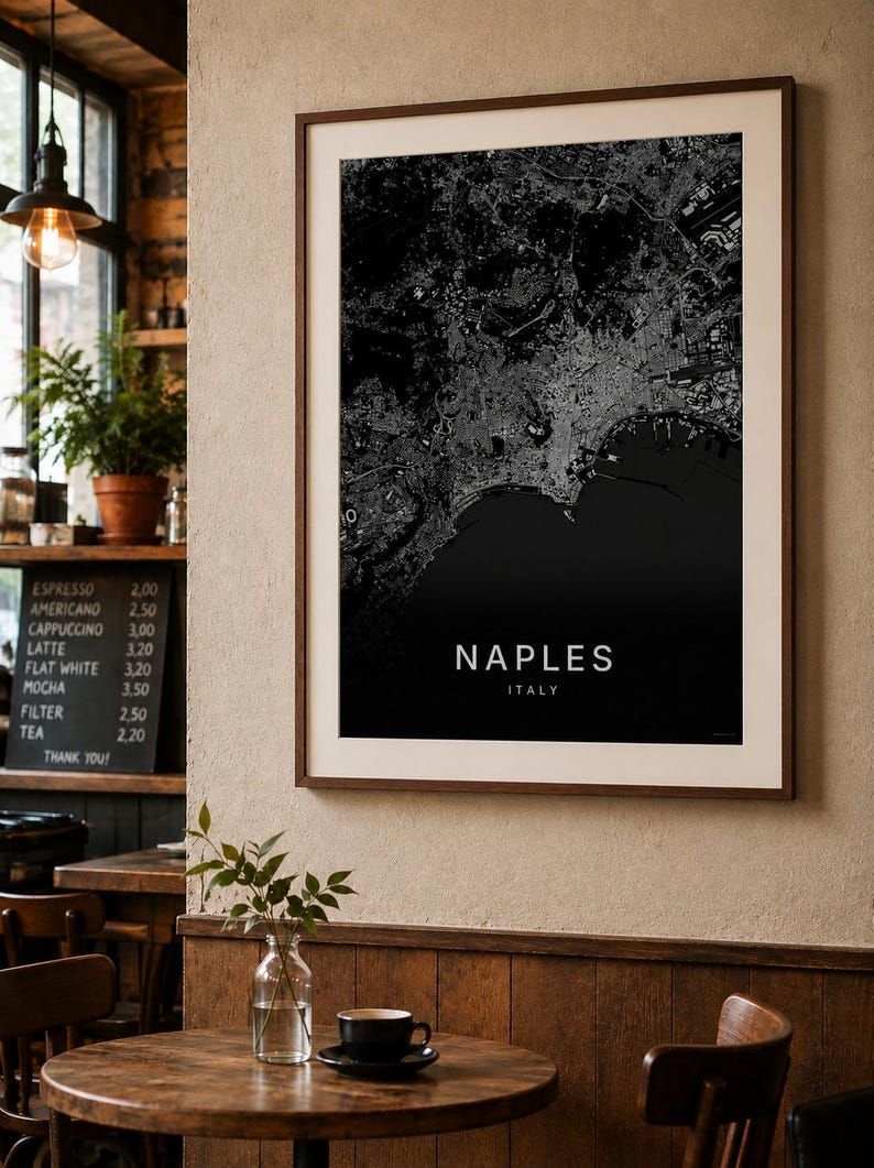 Naples map wall art — Photo of the poster in an interior