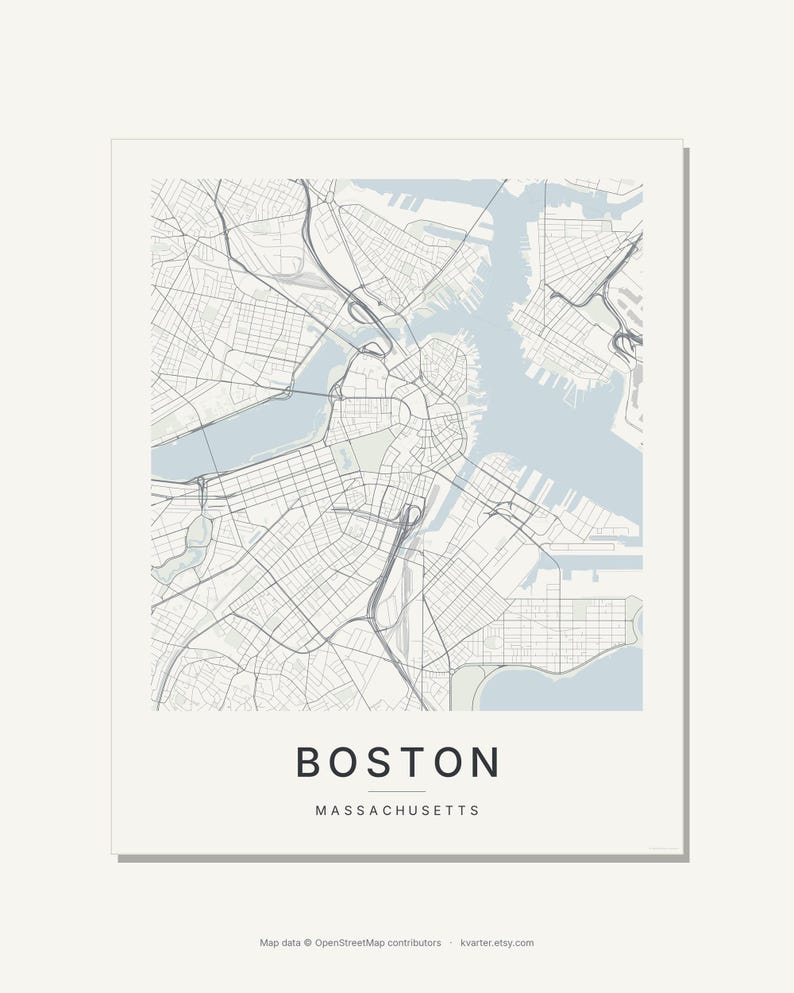 Boston map wall art — Listing image 04 — detail