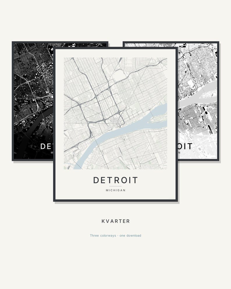 Detroit map wall art — Listing image 01 — hero