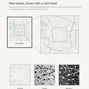 Madrid map wall art — Listing image 04 — detail