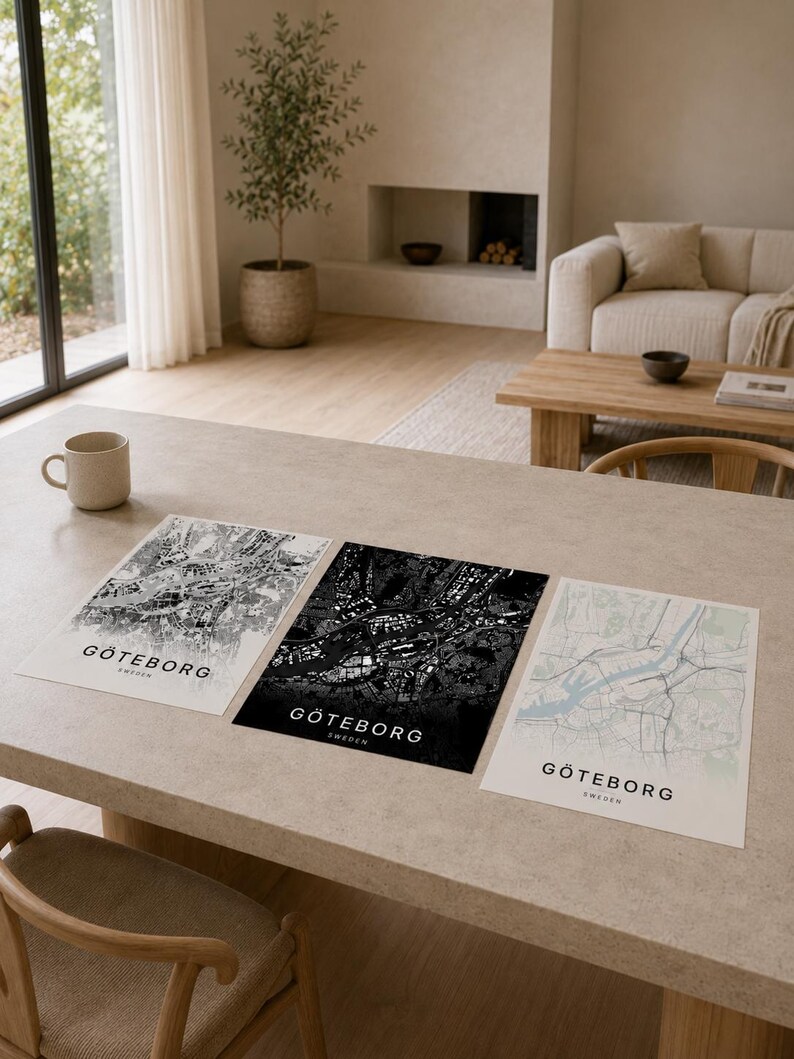 Gothenburg Map Print, Wall Art, Printable, Digital Download, Minimalist City Map, Scandi Poster, Housewarming Gift image 2
