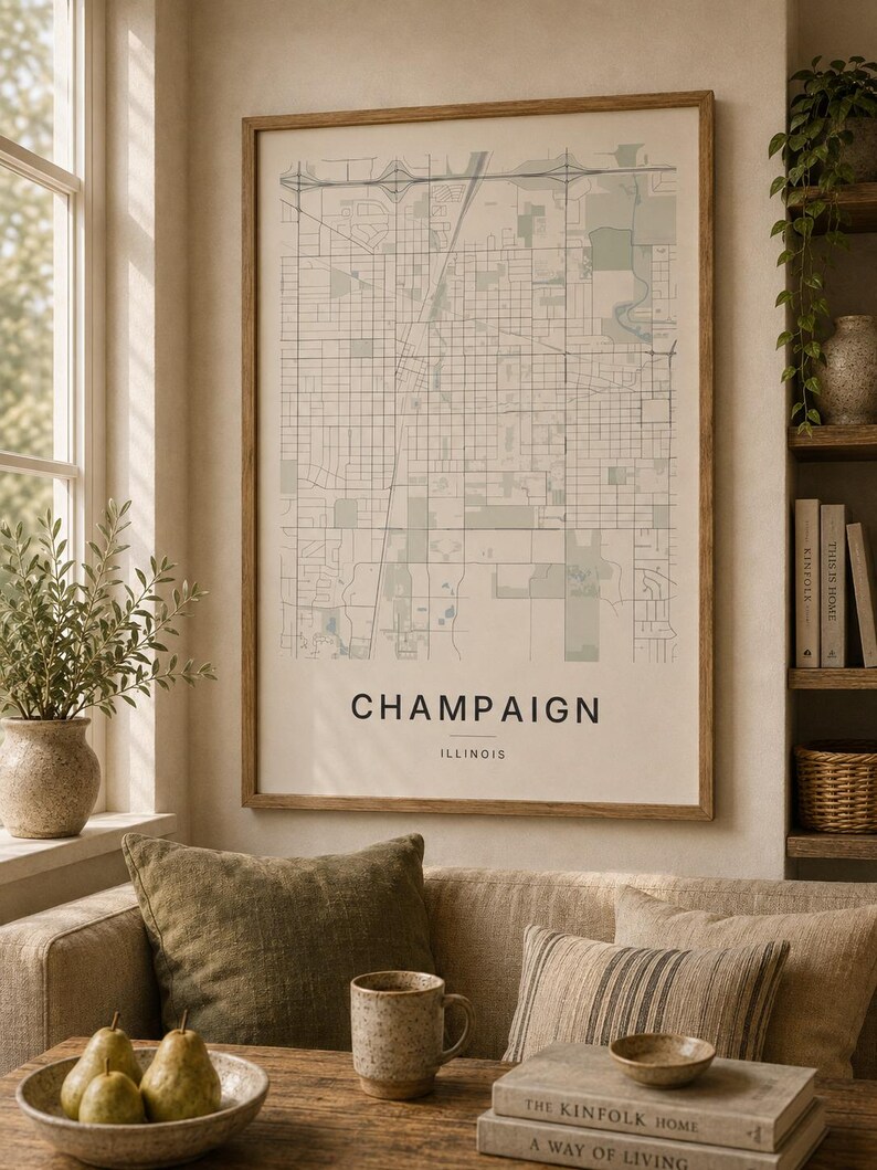 Champaign map wall art — Listing image 07 — gallerywall