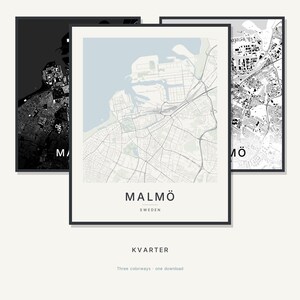 Malmö Map Print, Malmö Poster, Scandinavian Wall Art, Minimalist City Map, Sweden Printable, Digital Download, Housewarming Gift