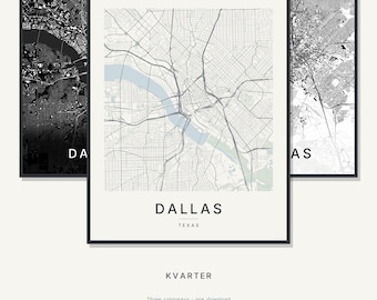Dallas Map Print, Dallas Poster, Modern Wall Art, Minimalist City Map, United States Printable, Digital Download, Housewarming Gift