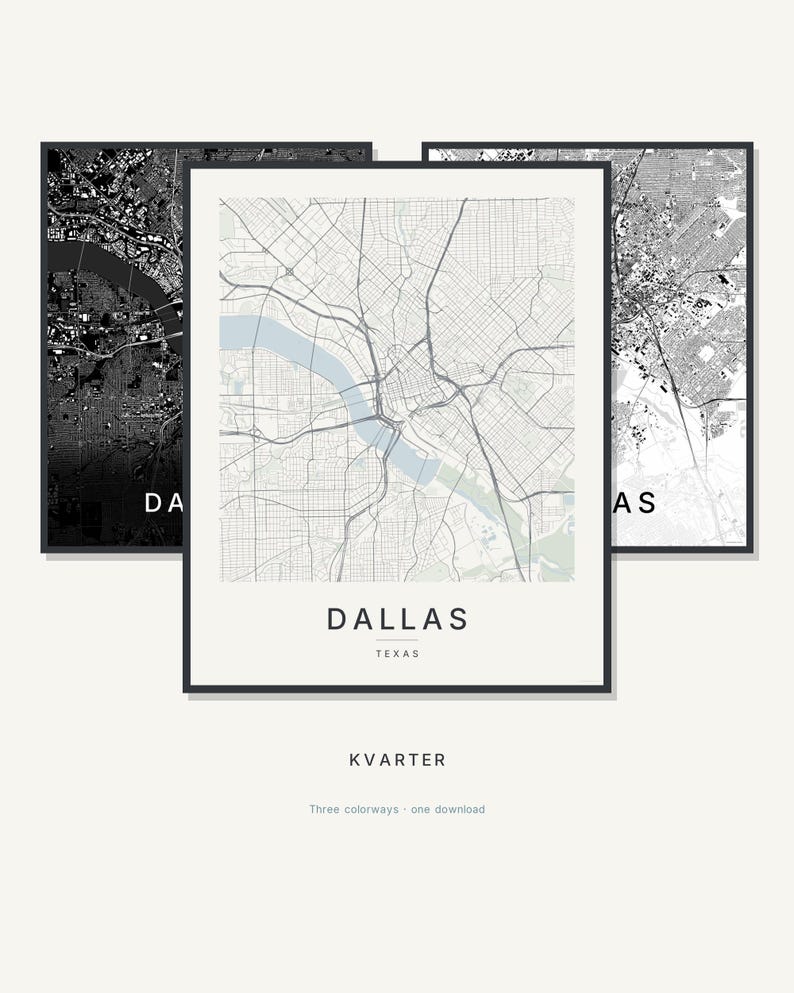 Dallas map wall art — Listing image 01 — hero