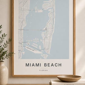 Miami Beach map wall art — Photo of the poster in an interior