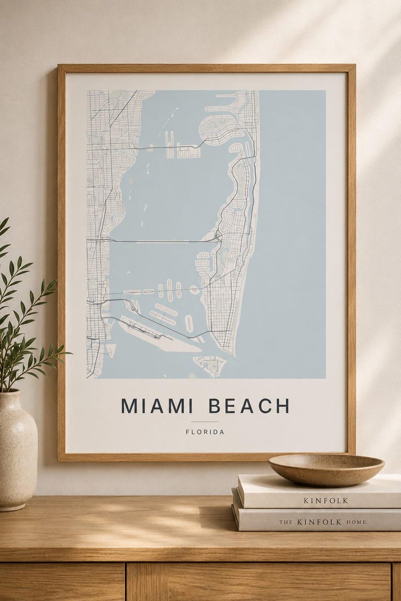 Miami Beach map wall art — Photo of the poster in an interior