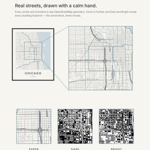 Chicago map wall art — Listing image 06 — sizes