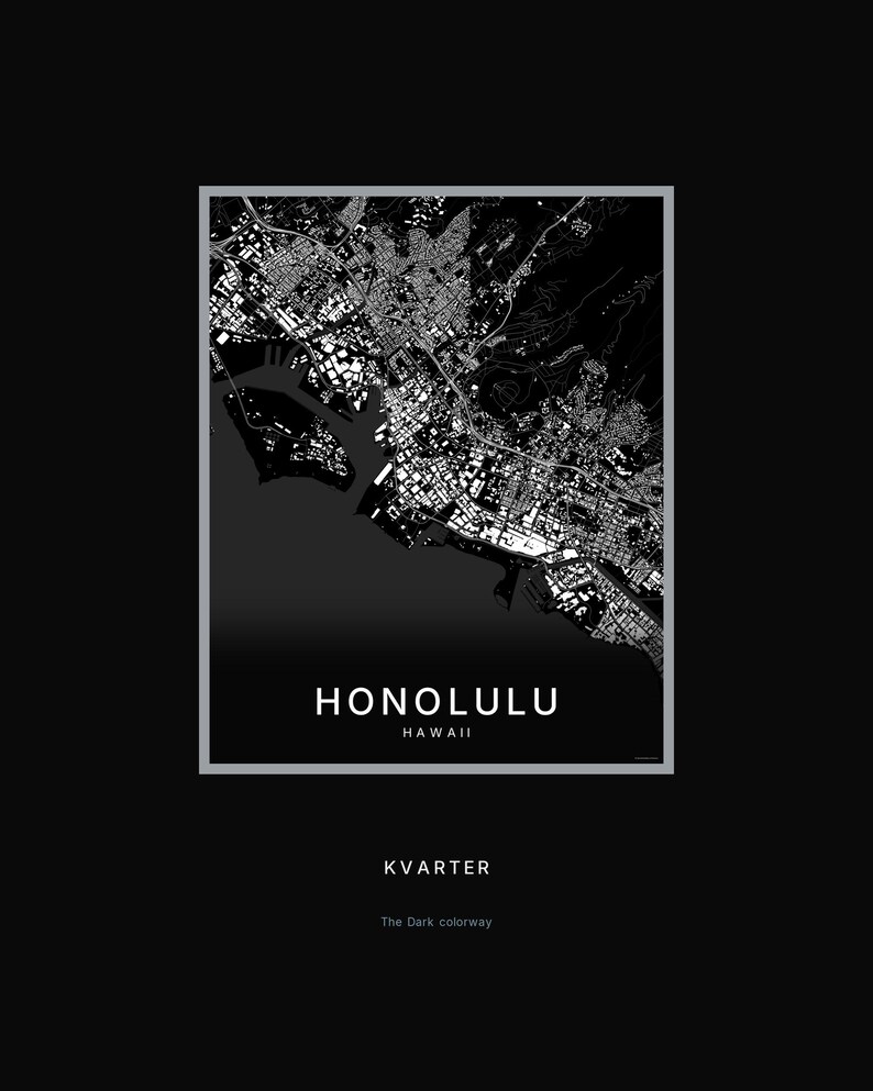 Honolulu map wall art — Listing image 08 — hero dark