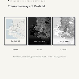 Oakland map wall art — Listing image 02 — colorways