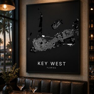 Key West map wall art — Photo of the poster in an interior