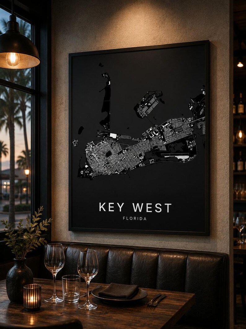 Key West map wall art — Photo of the poster in an interior