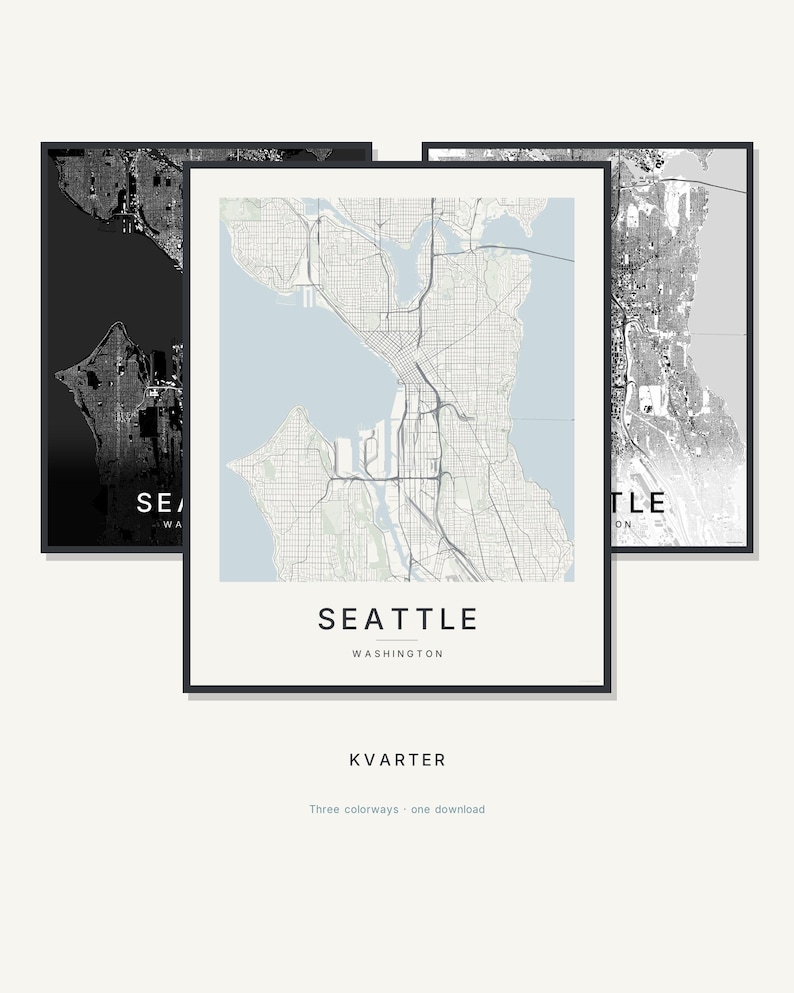 Seattle map wall art — Listing image 01 — hero
