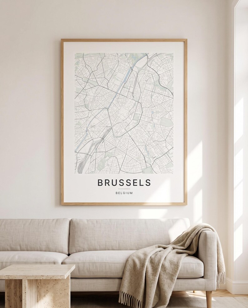 Brussels map wall art — The poster in a room (AI-generated)