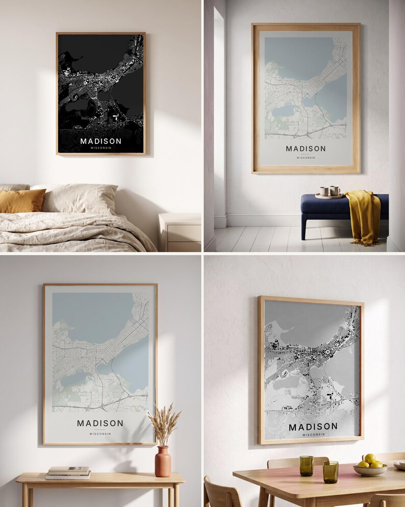 Madison map wall art — Listing image 02 — colorways